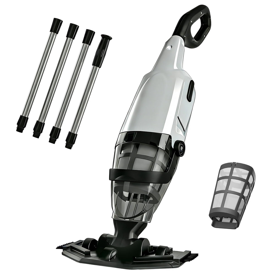 Apyns cordless pool vacuum ready to tackle leaves with wide brush head for quick pickup