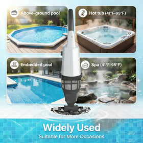Apyns cordless pool vacuum wide brush head covers more surface area
