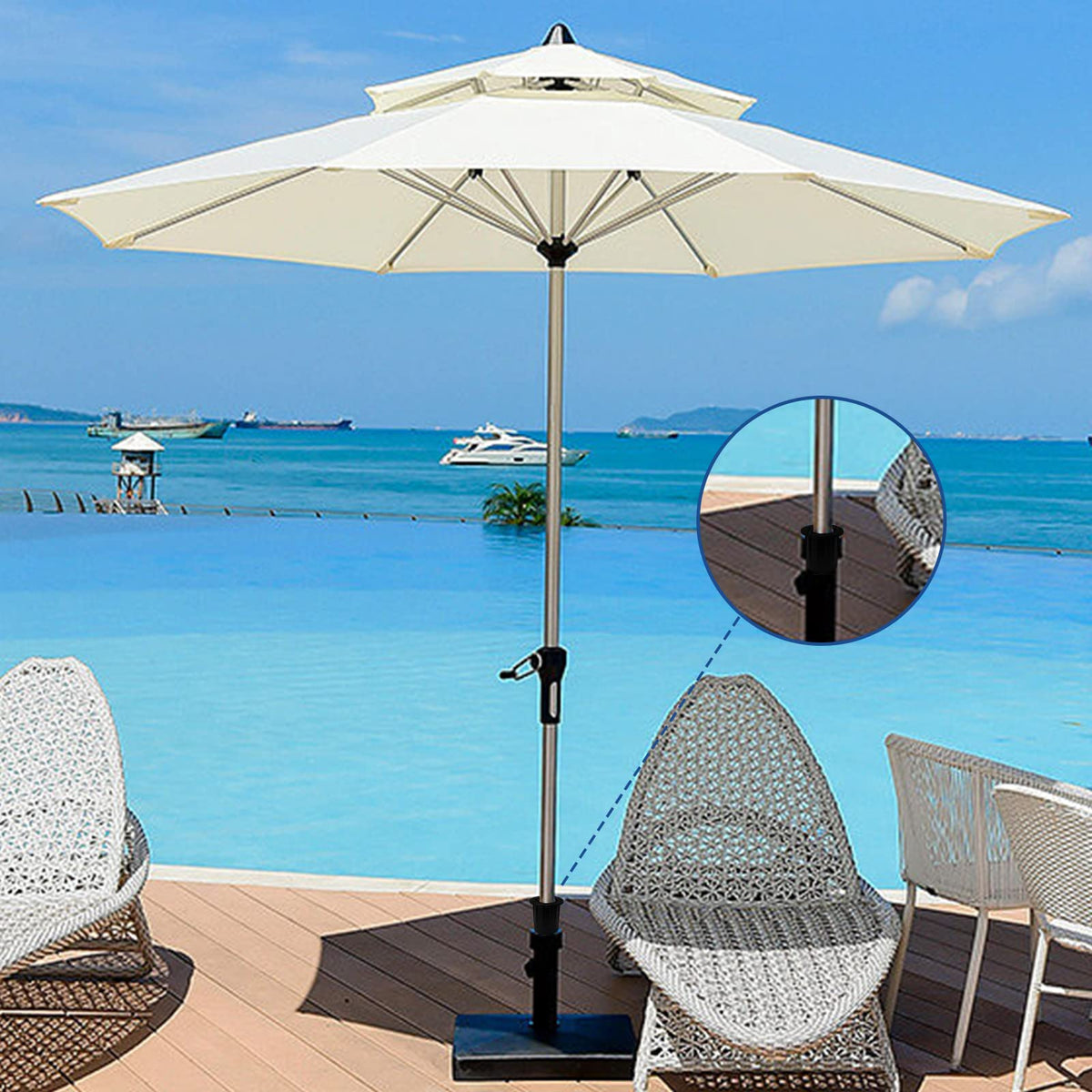 AQEENURA stable anti slip setup reduces wobble on outdoor umbrellas.
