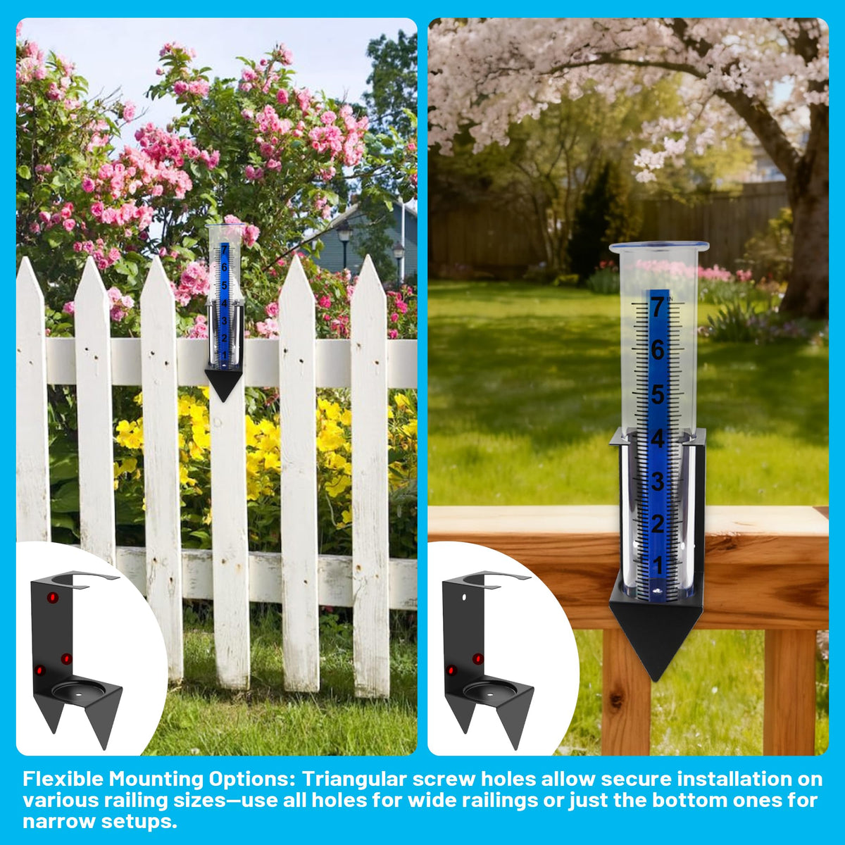 Removable inch scale tube for easy emptying and rechecking rainfall