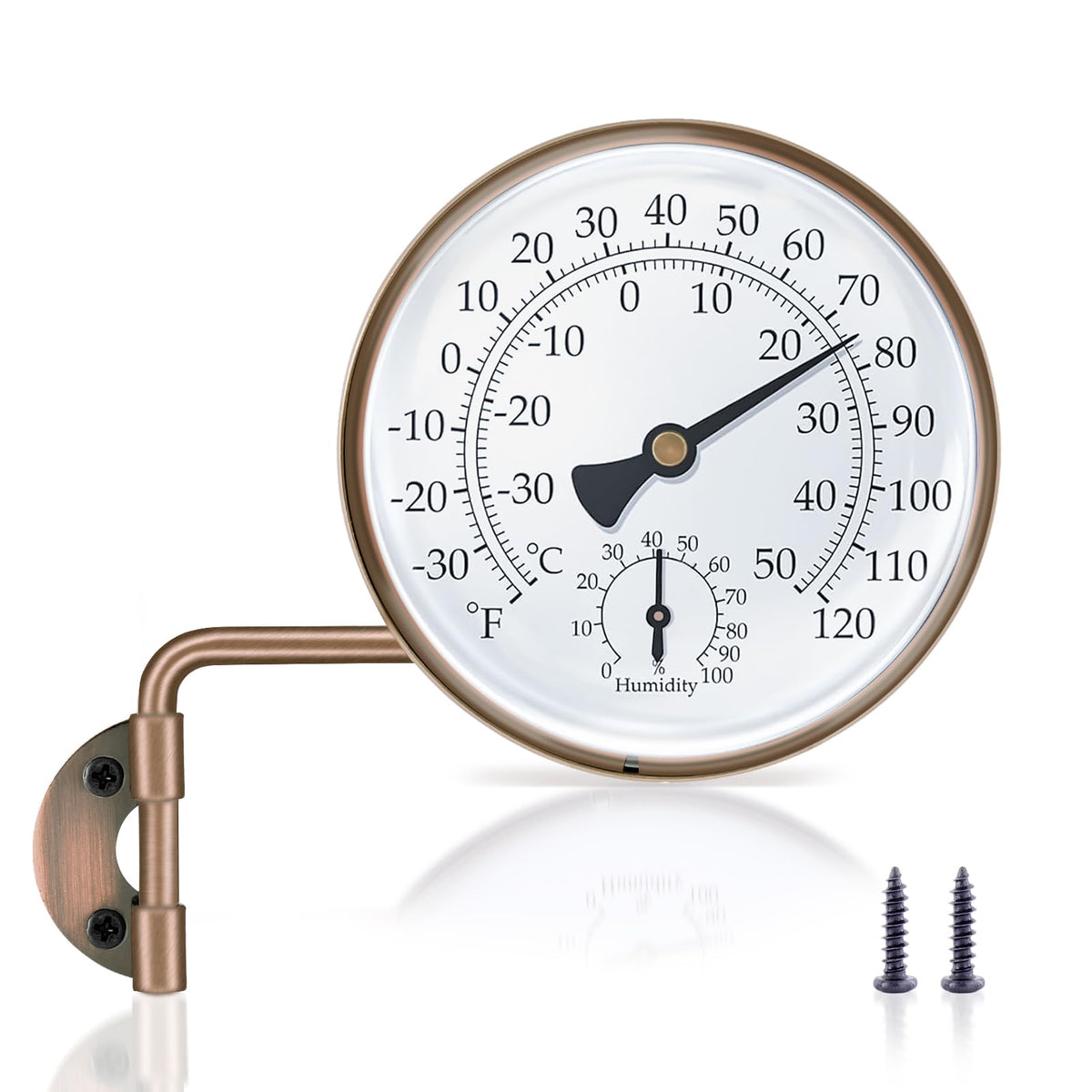 Aqqwxyq brass outdoor thermometer wall-mounted for patio temperature reading