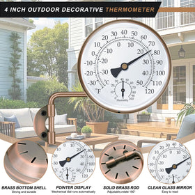 Aqqwxyq brass swivel thermometer with humidity offers versatile patio decor and readings