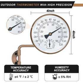 Aqqwxyq brass thermometer with humidity gauge for greenhouse monitoring