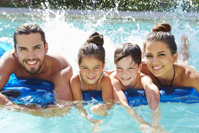 Aqua Clear Pool Shock bottle front shows powder for quick pool treatment.