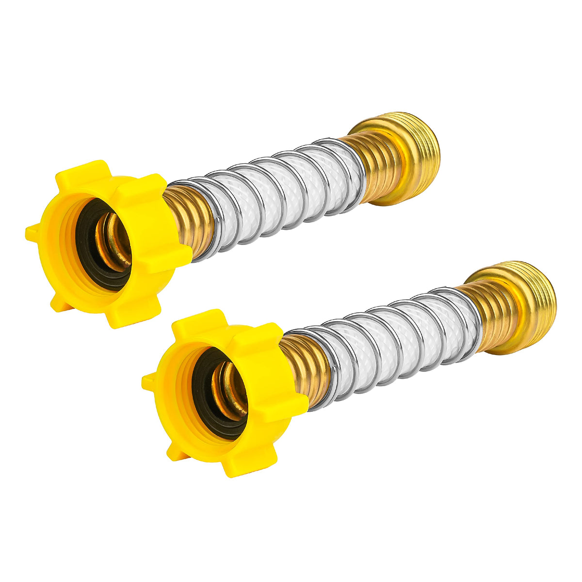 AQUA CREST flexible hose protector assembly reduces crimping at faucets.