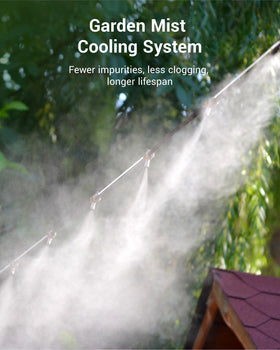 Aqua Crest garden mist system compatibility shows versatile outdoor cooling options.