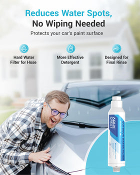 AQUACREST inline filter reduces heavy metals for safer rinse during cleaning.