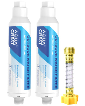 AQUA CREST inline filter side view, ideal for car washing and window cleaning.
