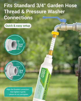 Aqua Crest lightweight inline filter demonstrates compact design for simple storage.