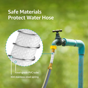 AQUA CREST stainless-steel spring keeps hoses twisting-free and safe.