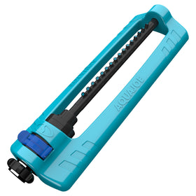 Close-up of Aqua Joe sprinkler with 16 nozzles for flexible spray patterns.