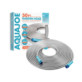 Aqua Joe 50ft hose suitable for watering beds and car washing.