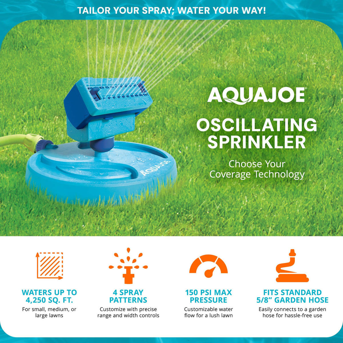 Close-up of Aqua Joe AJ-OSPR20 20 nozzles for even watering.