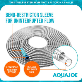 Aqua Joe lightweight hose is easy to maneuver across lawns and patios.