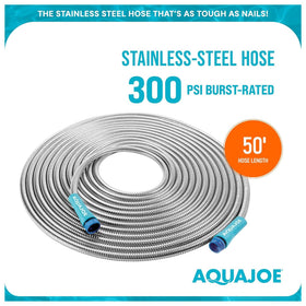 Aqua Joe hose features PVC inner core for smooth water flow around corners.