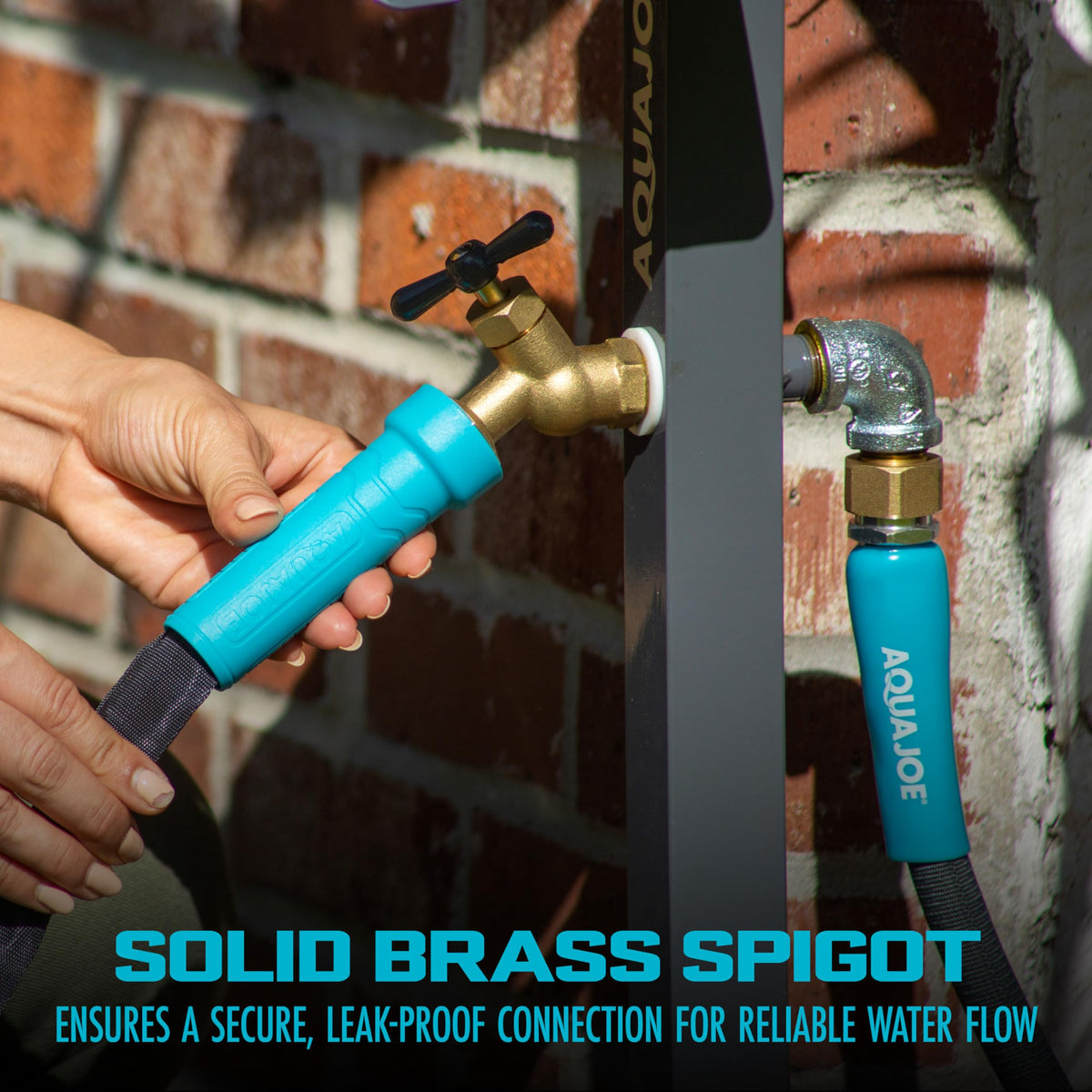 Aqua Joe hose stand stores up to 125 ft of standard hose.