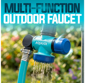 Aqua Joe SJI-MFGA1 standard 3/4-inch thread fits most outdoor spigots.