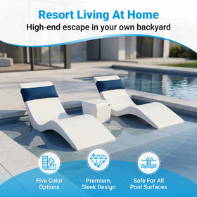 Aqua Outdoors ledge lounger side view highlighting ergonomic pool-edge seating.