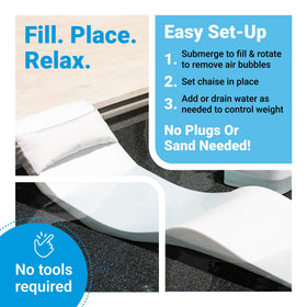 Aqua Outdoors UV-resistant resin emphasizes durability against sun and chemicals.