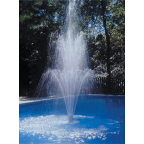 Aqua Select white Grecian fountain shown in-pool setup with anchor base.