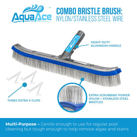 Close-up of AquaAce BR301 nylon and stainless steel bristles for tough stains