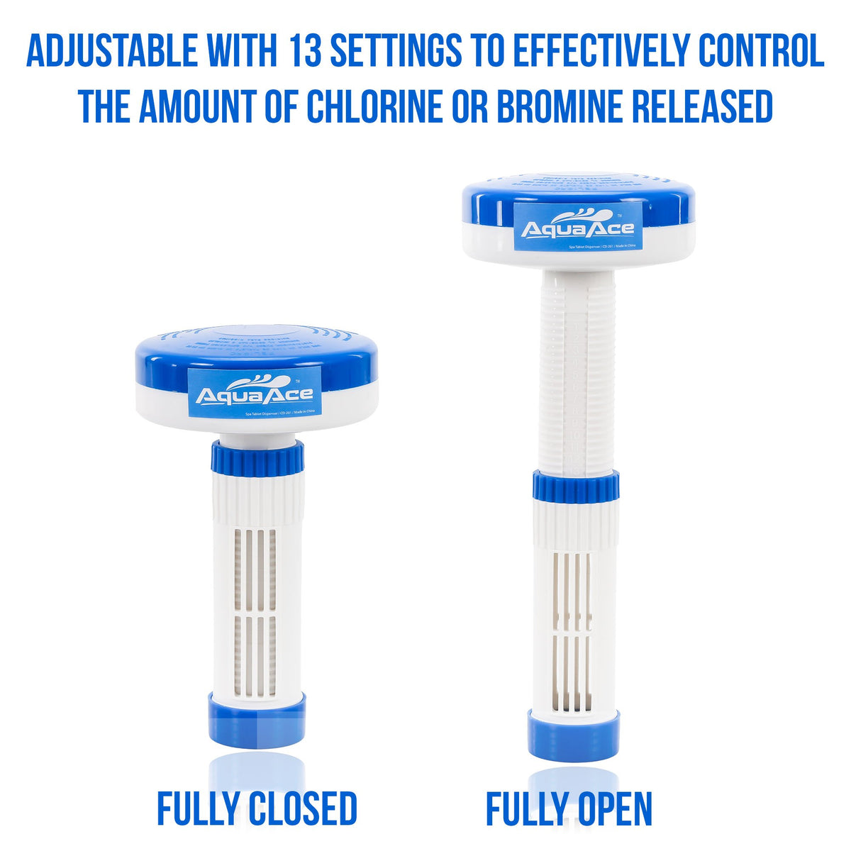 AquaAce installation-ready floater shown in spa setting for quick setup.