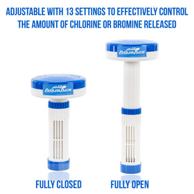 AquaAce installation-ready floater shown in spa setting for quick setup.