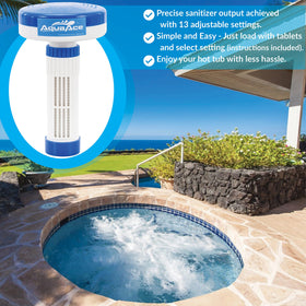 AquaAce flow settings dial showing 13 adjustable levels for precise spa balance.