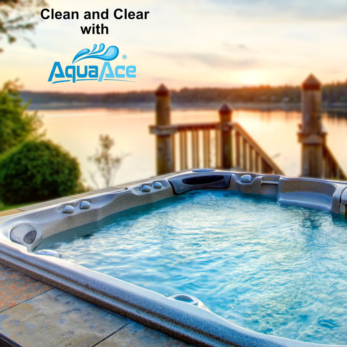 AquaAce floater with weighted cap stabilizes circulation in hot tubs.