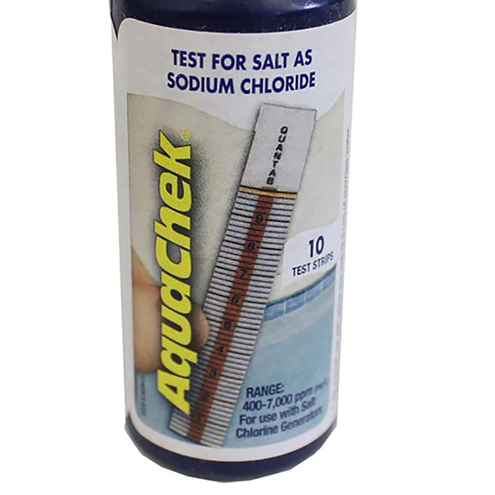 AquaChek 2-pack packaging visible on a poolside surface.