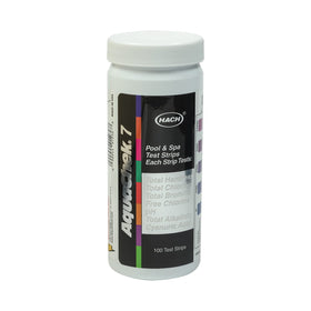 AquaChek 7-Way strips with color chart for quick water quality checks.