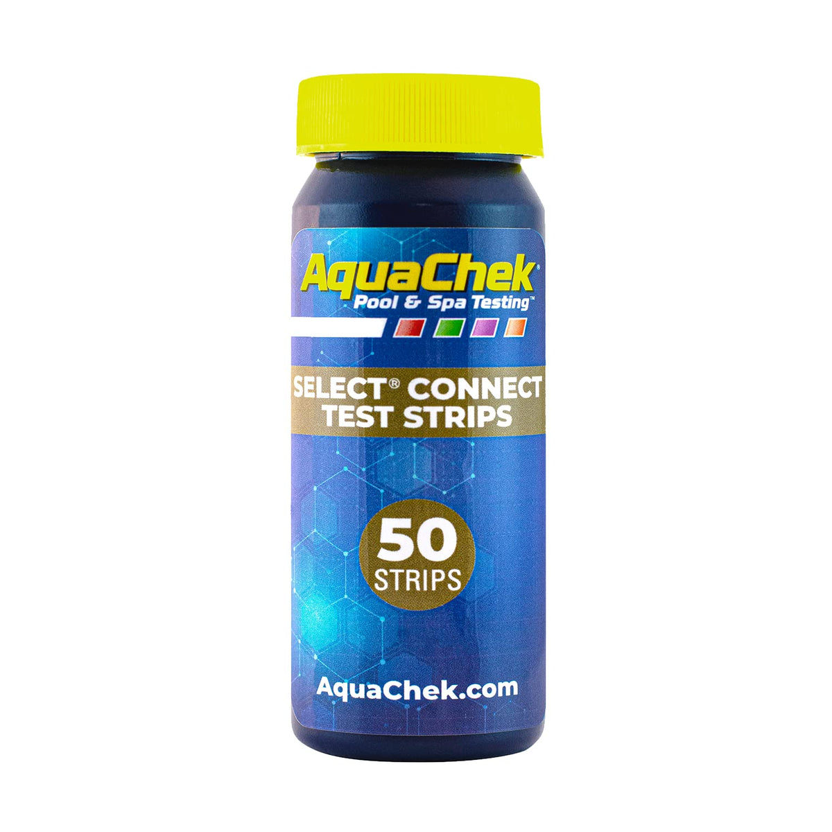 AquaChek Select 7-in-1 test strips bottle for quick pool checks.