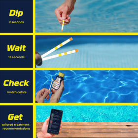 AquaChek Yellow pro-grade accuracy image conveys professional-grade pool water testing.