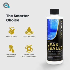 AquaDoc applying leak sealer spa step guides a simple leak sealing process