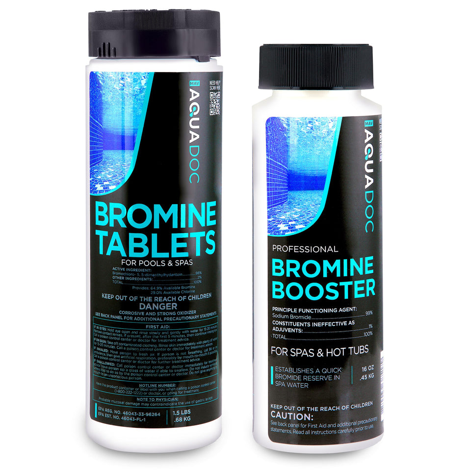 AquaDoc bromine booster granules seal bromide reserves for steady spa sanitation.