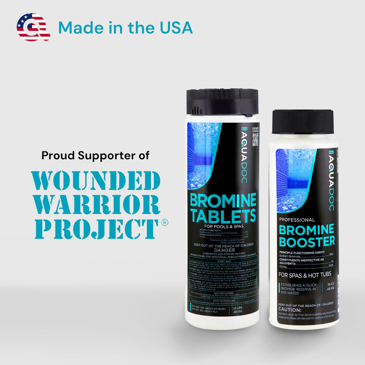 AquaDoc bromine booster packaging ready-to-use for quick bromide setup.