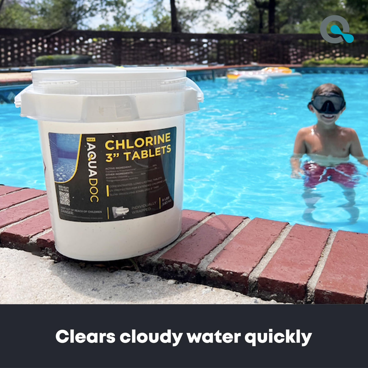 MAV AquaDoc chlorine tablets UV protection closeup highlighting extended chlorine life