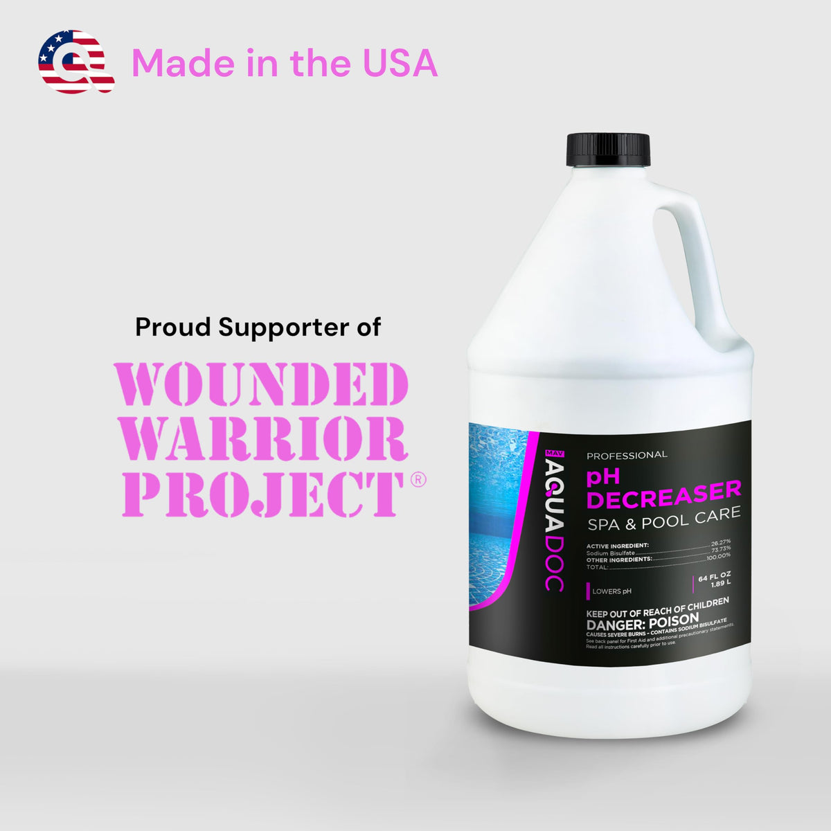 AquaDoc made-in-USA label signifies quality spa care.