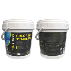 MAV AquaDoc pool chemistry blue water background with tablets