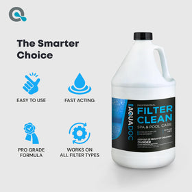 DE filter being cleaned with AquaDoc solution for versatile spa maintenance