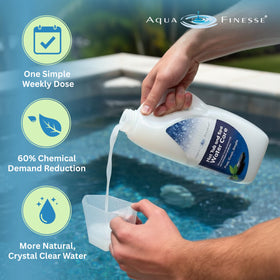 AquaFinesse measuring cup included for accurate dosage during refills.