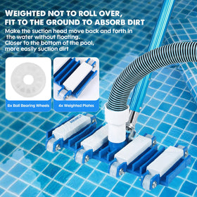 AQUAFLY vacuum head attaching to a telescoping pole for deck cleaning.