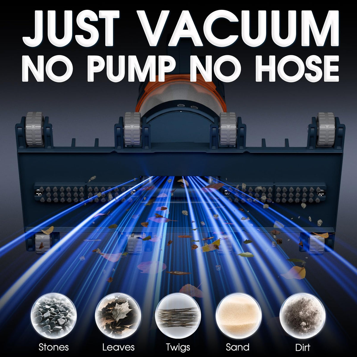 AQUAFYSH 14-inch wide vacuum head for rapid surface cleaning.