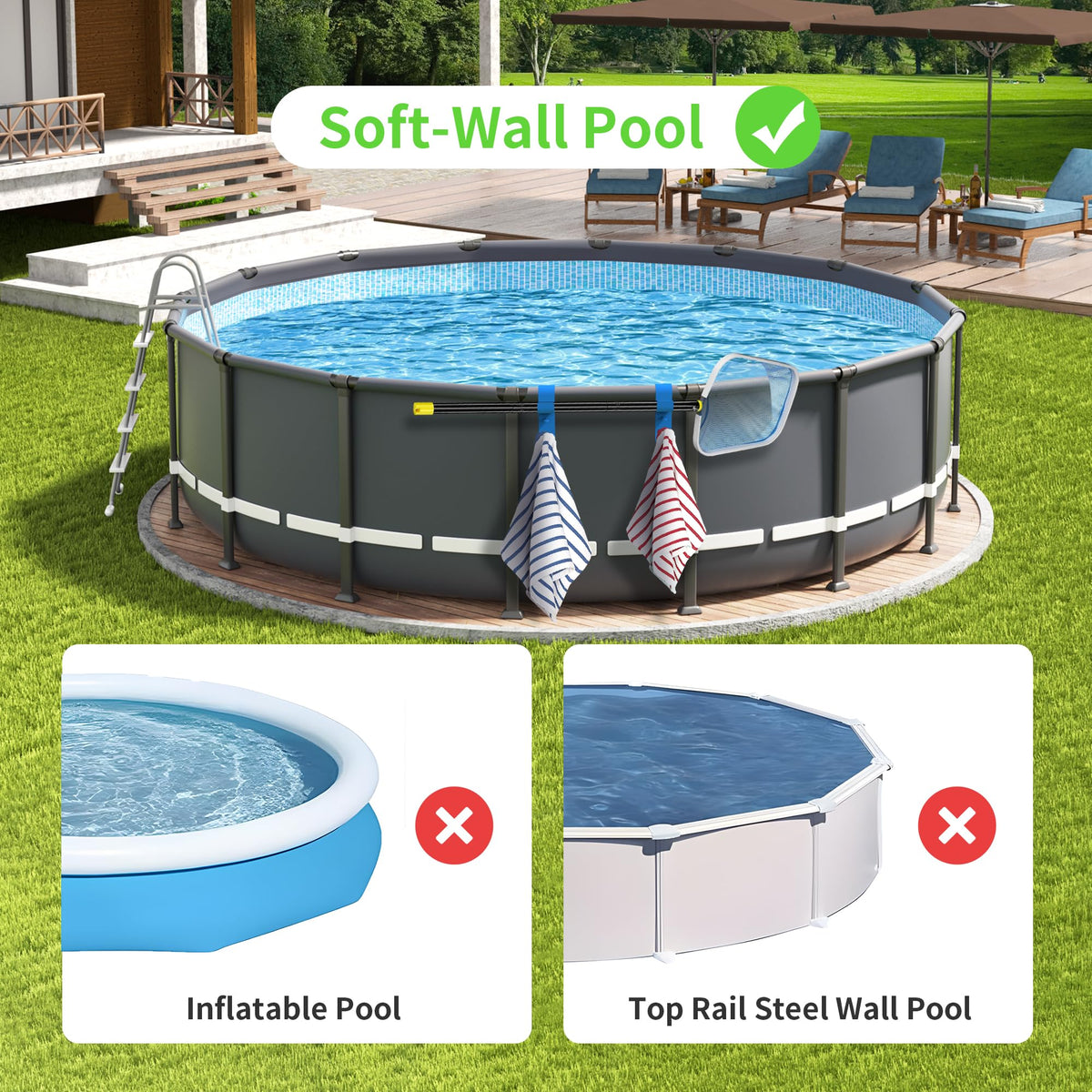 AquaJoyer adjustable pool pole hooks offer flexible fit for various above-ground setups.