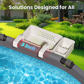 AquaJoyer basket on the pool wall provides a secure, level storage solution.