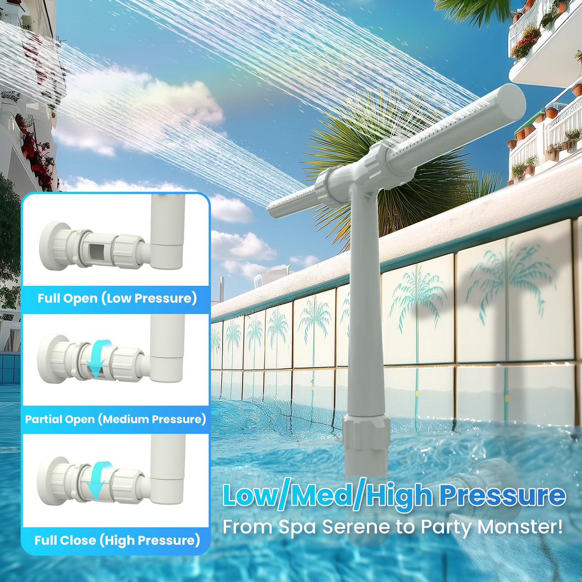 AquaJoyer extension lifts nozzle above water for optimal spray
