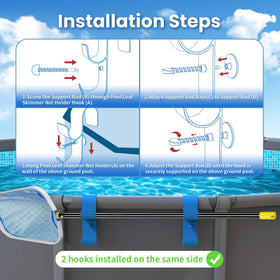 AquaJoyer patent-pending hook system secures hanging for essentials.