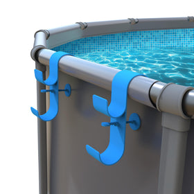 AquaJoyer poolside skimmer net holder installed on above-ground pool wall for organized accessories.