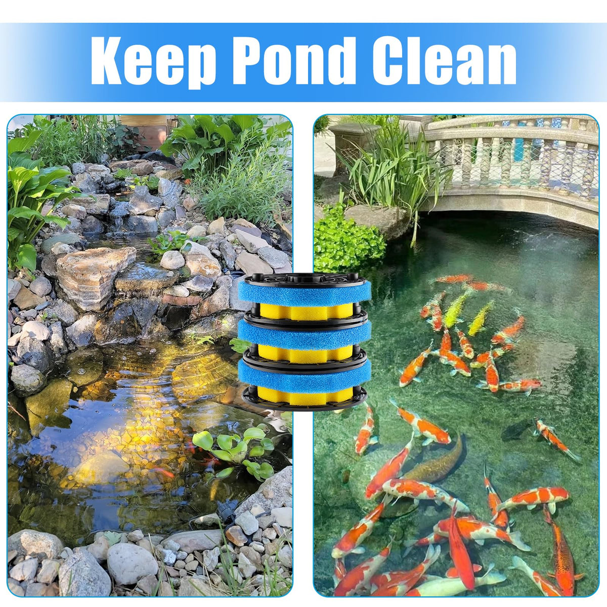 AQUANEAT replacement sponge set ready for pond filter installation