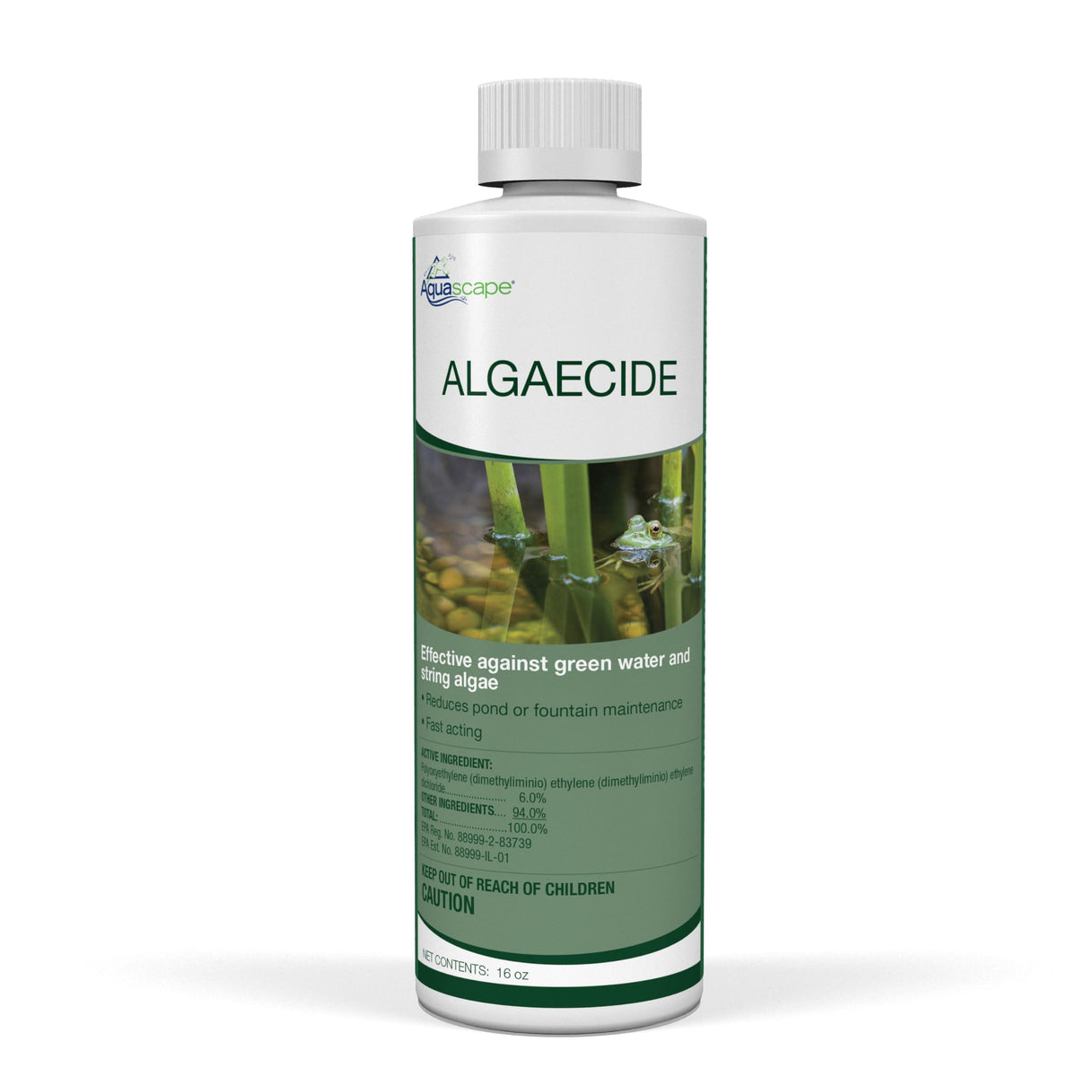 Aquascape algaecide bottle treating pond algae and helping water stay clear